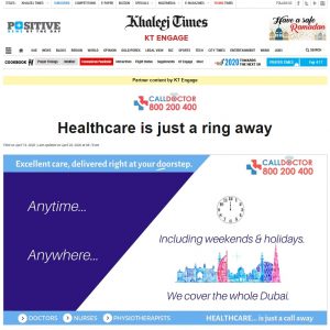 Featured post on Khaleej Times about Call Doctor UAE